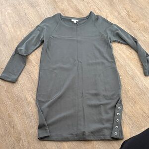 J. Jill Charcoal Long Sleeve Dress with Button Accents
